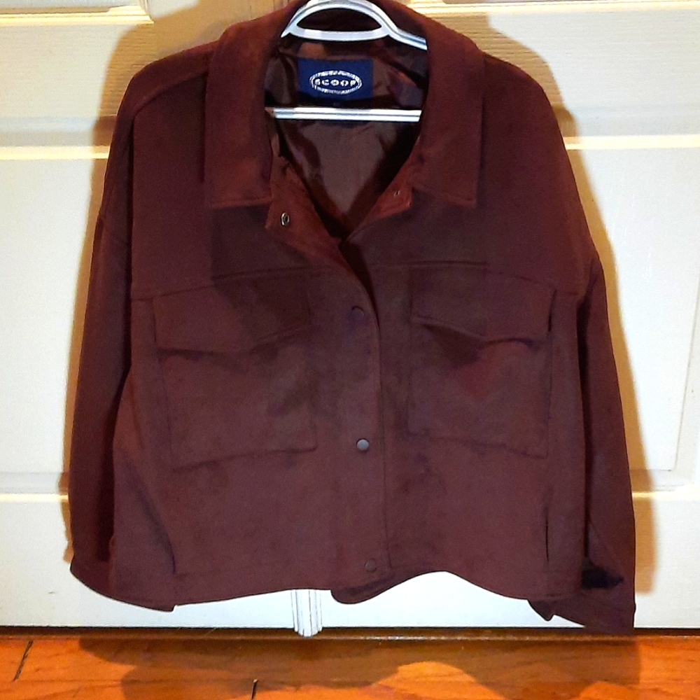NWT Scoop Women's Oversized Crop Faux Suede Jacket (size XXL)
